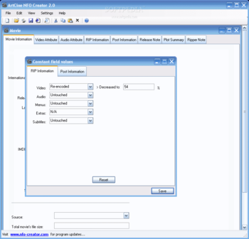 ArtCine NFO Creator screenshot 2