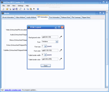 ArtCine NFO Creator screenshot 3