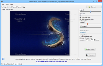 Artensoft Tilt Shift Generator screenshot