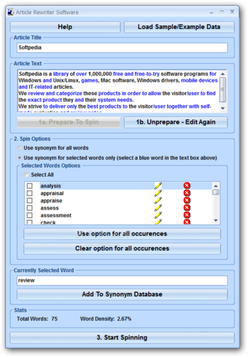 Article Rewriter Software screenshot