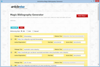 ArticleVisa Magic Bibliography Generator screenshot