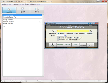 ASC Accounts XP screenshot