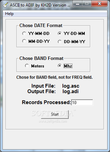 ASCII to ADIF screenshot