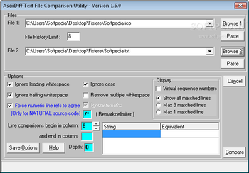 ASCIIDiff Text File Comparison Utility screenshot