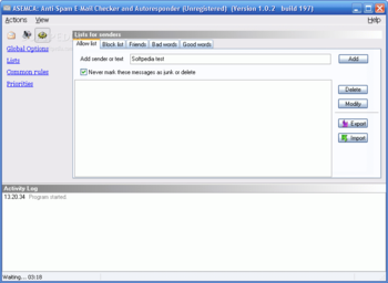 ASEMCA: Anti-Spam E-Mail Checker and Autoresponder screenshot 3