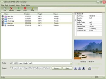 aSkysoft MP4 to MP3 Converter screenshot