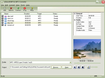 aSkysoft MP4 to MP3 Converter screenshot 3