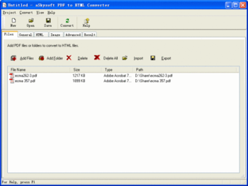 aSkysoft PDF to HTML Converter screenshot