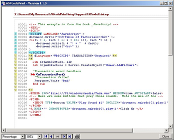 ASPcodePrint screenshot