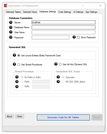 AspCoreGen Express screenshot 2