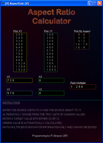 AspectCalc screenshot