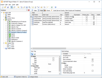 ASP.NET Report Maker screenshot