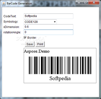 Aspose.BarCode for Java screenshot