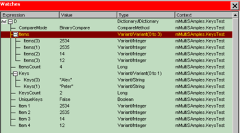 ASP/VBA/COM ActiveX Dictionary object screenshot