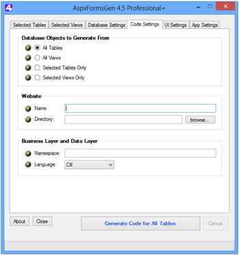 AspxFormsGen 4.5 Express screenshot