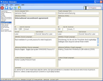 Astice Glossary screenshot
