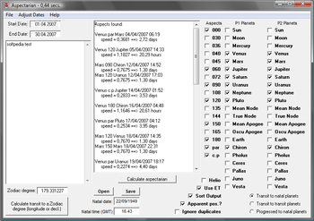 Astrological Aspectarian screenshot