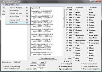 Astrological Aspectarian screenshot 2