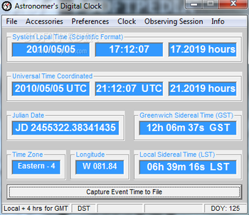 Astronomer's Digital Clock screenshot