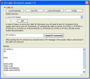 AT Caller ID ActiveX (OCX) screenshot