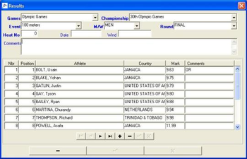 Athletics Results Database  screenshot
