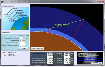 Atmosphere thickness calculator screenshot