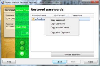 Atomic Mailbox Password Recovery screenshot 2