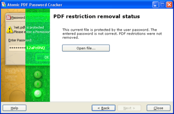 Atomic PDF Password Cracker screenshot
