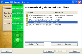 Atomic Pst Password Recovery screenshot