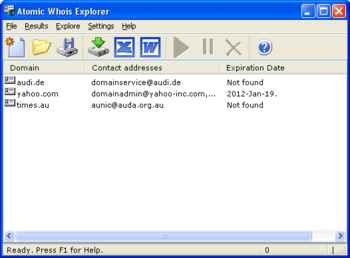 Atomic Whois Explorer screenshot