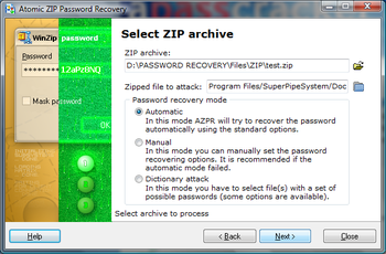 Atomic ZIP Password Recovery screenshot