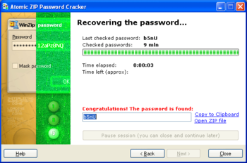 Atomic ZIP Password Recovery screenshot