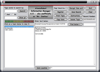 AtomicRobot Information Manager screenshot 2