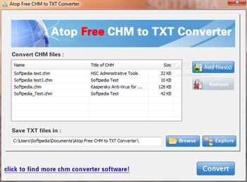 Atop Free CHM to TXT Converter screenshot