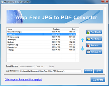 Atop Free JPG to PDF Converter screenshot
