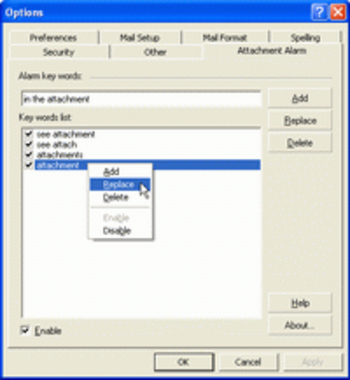 Attachment Alarm for Microsoft Outlook screenshot