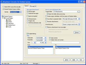 Attachment Extractor for Outlook Express screenshot
