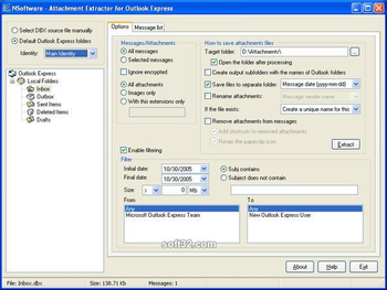 Attachment Extractor for Outlook Express screenshot 3