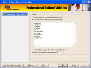 Attachment Forget-Me-Not for Outlook 2003/Outlook 2002/Outlook 2000 screenshot