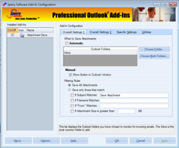 Attachment Save for Outlook 2007/Outlook 2010  screenshot