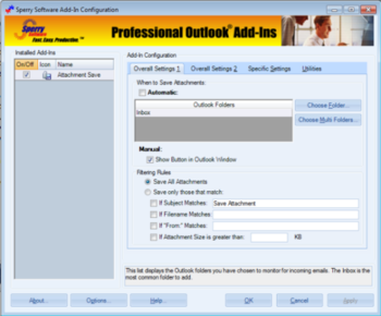 Attachment Save for Outlook 2010  screenshot