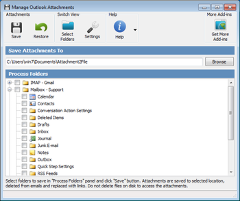 Attachment2File for Outlook screenshot