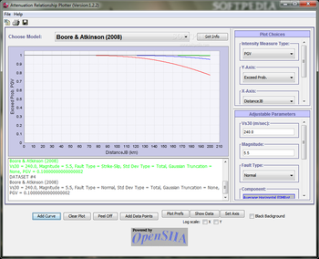 Attenuation Relationship Plotter screenshot