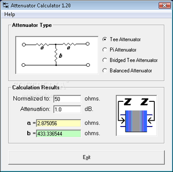 Attenuator Calculator screenshot