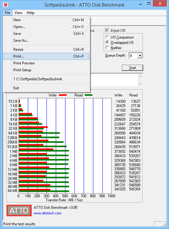 ATTO Disk Benchmark screenshot 2