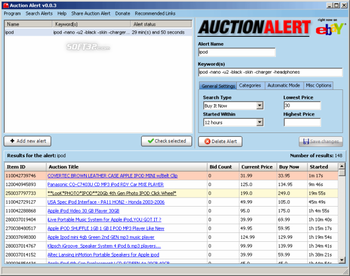 Auction Alert eBay Software screenshot 2