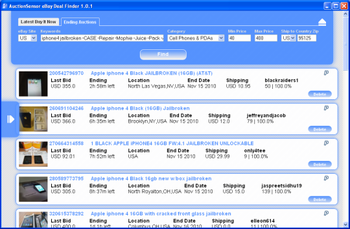 AuctionSensor eBay Deal Finder screenshot