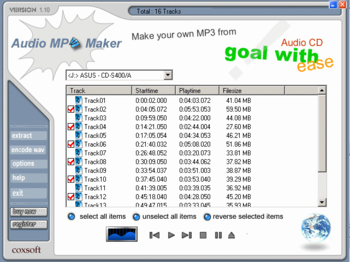 Audio CD to MP3 Maker screenshot