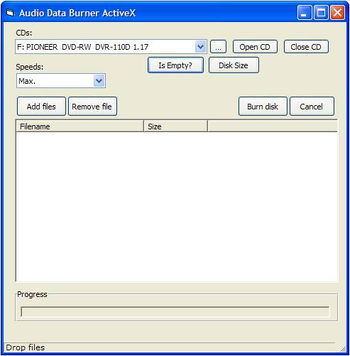 Audio Data Burner OCX screenshot