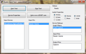 Audio Input Test screenshot